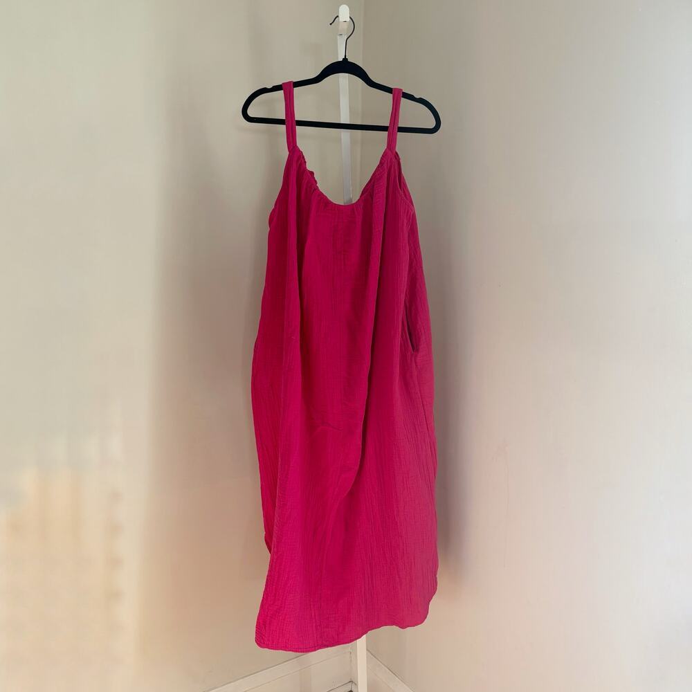 Old Navy Pink Gauze Shirred Midi Dress Adjustable Strap Women's Size XXL - Picture 3 of 8